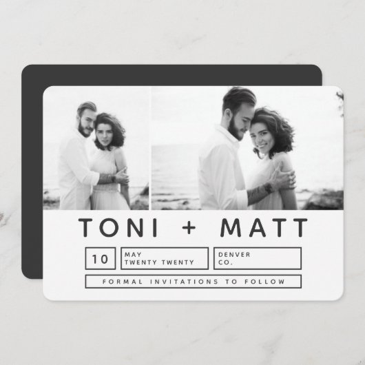 BOLD MODERN BEWAREN DE DATUM SAVE THE DATE (Voorkant / Achterkant)