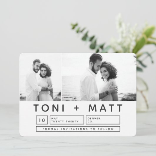 BOLD MODERN BEWAREN DE DATUM SAVE THE DATE (Staand voorkant)