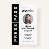 Bold Modern Black Cirkel Foto Pass & Logo Badge (Voorkant)