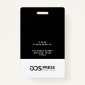 Bold Modern Black Cirkel Foto Pass & Logo Badge (Achterkant)