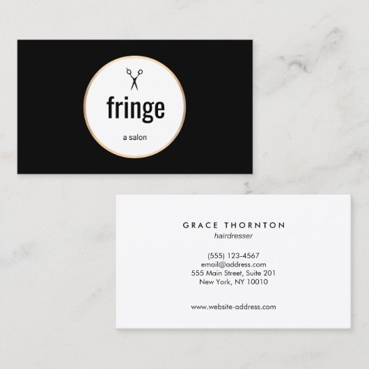 Bold Modern Black en White Hair Stylist Salon Visitekaartje (Voorkant / Achterkant)