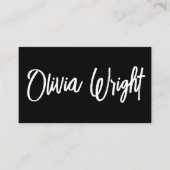 Bold Modern Black Signature Script Typography Visitekaartje (Voorkant)