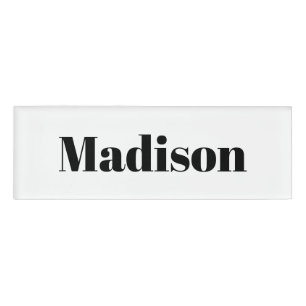 Bold Modern Black White Employee Name Tag