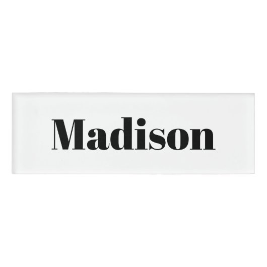 Bold Modern Black White Employee Name Tag (Voorkant)