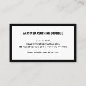 Bold Modern Black White Minimalist Luxury Boutique Visitekaartje (Achterkant)