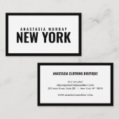 Bold Modern Black White Minimalist Luxury Boutique Visitekaartje (Voorkant / Achterkant)