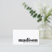 Bold Modern Black White Typografie Visitekaartje (Staand voorkant)