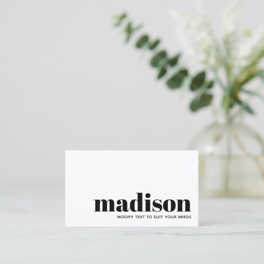 Bold Modern Black White Typografie Visitekaartje (Staand voorkant)