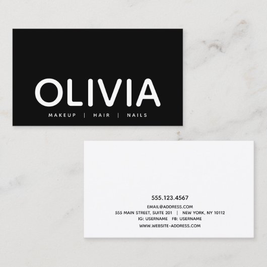 Bold Modern Black White Typography Visitekaartje (Voorkant / Achterkant)