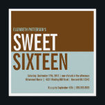 Bold Modern Blauwgroen & Brown Sweet Sixteen Uitno Kaart<br><div class="desc">Vette kleuren,  deze in trendy blauwgroen en chocoladebruin - het is een hedendaags ontwerp voor een hedendaags meisje.  Beschikbaar in een verscheidenheid van populaire kleuren,  of contacteer me en ik zal blij zijn om uw douanekleurregeling te creëer.</div>