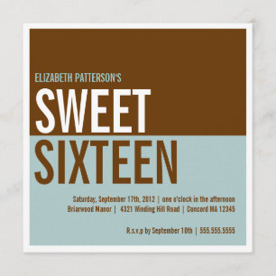 Bold Modern Blauwgroen & Brown Sweet Sixteen Uitno Kaart