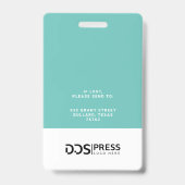 Bold Modern Blauwgroen Cirkel Foto Pass & Logo Badge (Achterkant)