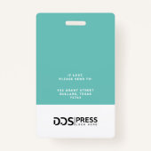 Bold Modern Blauwgroen Cirkel Foto Pass & Logo Badge (Achterkant)