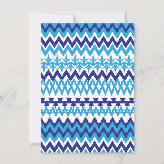 Bold Modern Blue Chevron Wedding Invitations Kaart (Achterkant)