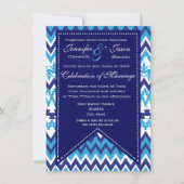 Bold Modern Blue Chevron Wedding Invitations Kaart (Voorkant)