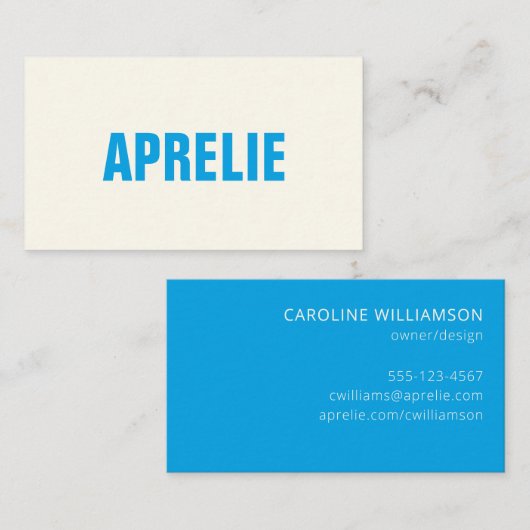 Bold Modern Blue White Creative Professional Visitekaartje (Voorkant / Achterkant)