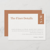 Bold Modern Burnt Oranje Rust Tan Weddenschap Deta Informatiekaartje (Voorkant / Achterkant)