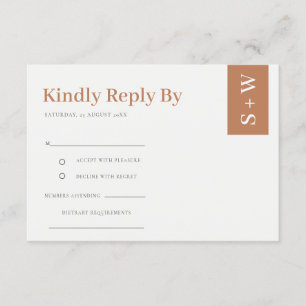 Bold Modern Burnt Sinaasappel Rust Tan Wedding RSV Informatiekaartje