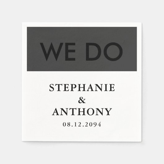 Bold Modern BW 'We Do' Trouwen | Opmaak reinigen Servet (Voorkant)