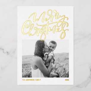 Bold Modern Calligrafie Foto voor kerst Folie Feestdagenkaart