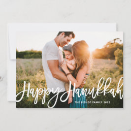 Bold Modern Calligrafie Happy Hanukkah Foto Feestdagenkaart