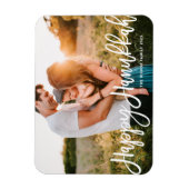 Bold Modern Calligrafie Happy Hanukkah Foto Magneet (Verticaal)