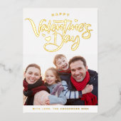 Bold Modern Calligraphy Photo Valentijnsdag Gold Folie Feestdagenkaart (Voorkant)