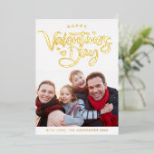 Bold Modern Calligraphy Photo Valentijnsdag Gold Folie Feestdagenkaart (Staand Voorkant)