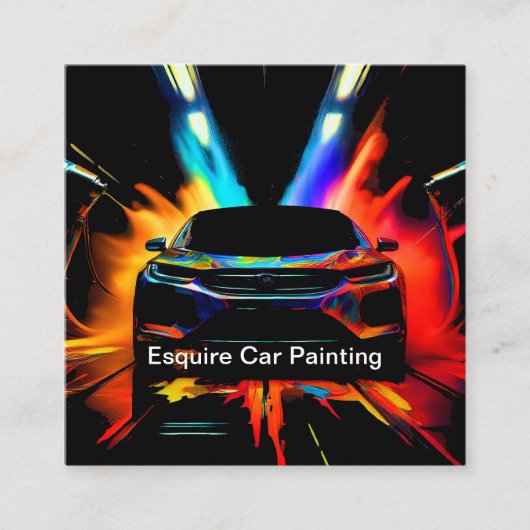 Bold Modern Car Painting Service Vierkante Visitekaartje (Voorkant)