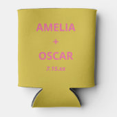 Bold Modern Chartreuse Pink Yellow Wedding Custom Blikjeskoeler (Voorkant)