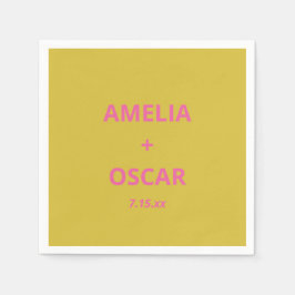 Bold Modern Chartreuse Pink Yellow Wedding Custom Servet