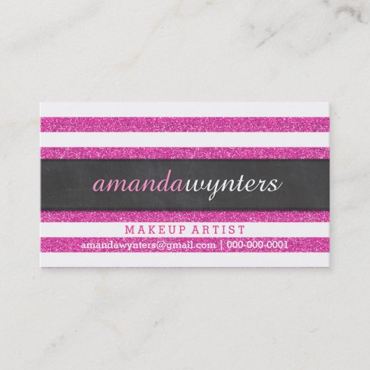 BOLD modern eenvoudig strippatroon heet roze glitt Visitekaartje (Voorkant)