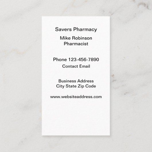 Bold Modern Eenvoudige Apotheek Visitekaartjes (Achterkant)