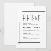 Bold Modern Fifty & Fabulous 50th Birthday Party Kaart (Voorkant / Achterkant)