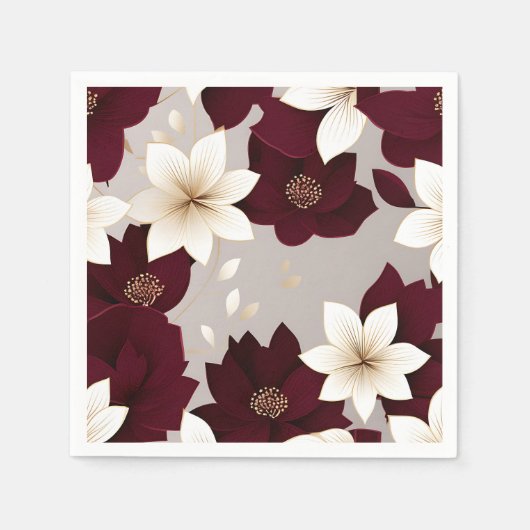 Bold Modern Floral Bourgogne Servet (Voorkant)