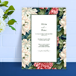 Bold Modern Floral Wedding Invitation Kaart