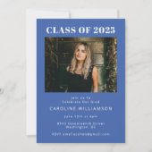 Bold Modern French Blue Two Photo Graduparty Kaart (Voorkant)
