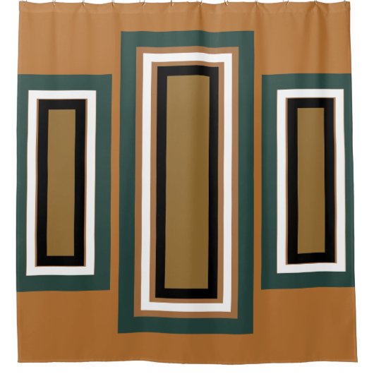 Bold Modern Geometric Copper Evergreen Douchegordijn (Voorkant)