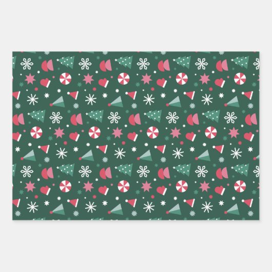 Bold Modern Geruite Kerstmis Inpakpapier Vel (Voorkant 3)