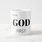 Bold Modern God First Faith Saying Slogan  Grote Koffiekop (Voorkant)