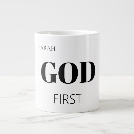 Bold Modern God First Faith Saying Slogan Grote Koffiekop (Voorkant)