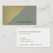 BOLD MODERN GOLD FAUX ANGLE STRIPED LINE PATTERN VISITEKAARTJE (Voorkant / Achterkant)
