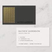 BOLD MODERN GOLD FAUX BLACK STRIPED LINE PATTERN VISITEKAARTJE (Voorkant / Achterkant)
