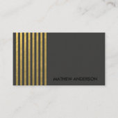 BOLD MODERN GOLD FAUX BLACK STRIPED LINE PATTERN VISITEKAARTJE (Voorkant)