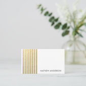 BOLD MODERN GOLD FAUX STRIPED LINE PATTERN VISITEKAARTJE (Staand voorkant)
