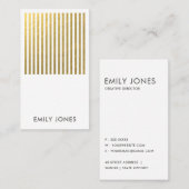 BOLD MODERN GOLD FAUX STRIPED LINE PATTERN VISITEKAARTJE (Voorkant / Achterkant)