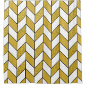 Bold Modern Gold Glitter Herringbone Chevron Douchegordijn (Voorkant)