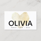 Bold Modern Gold Heart White Visitekaartje (Voorkant)