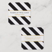 BOLD modern goud strip patroon zwart wit Vierkante Visitekaartje (Voorkant / Achterkant)