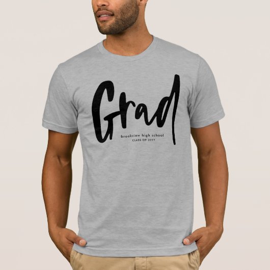 Bold modern grad black personalized graduate t-shirt (Voorkant)